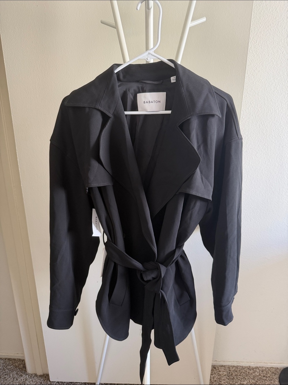 Babaton Black Belted Trench Coat